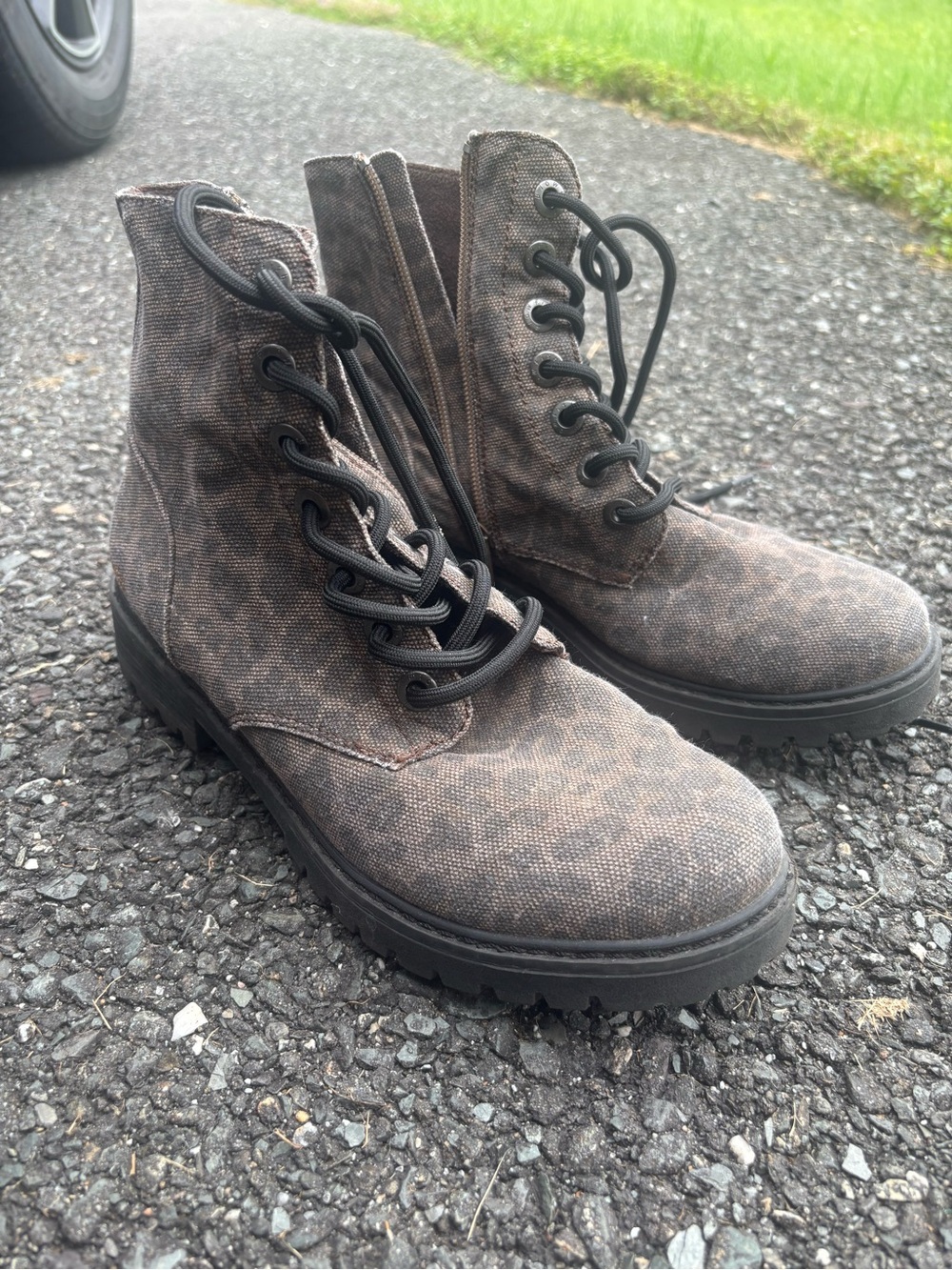 Blowfish Brown Canvas Lace-Up Combat Boots